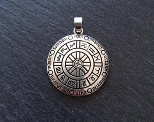 Pagan Calendar Pendant Silver Tone Alloy 39x30x4mm