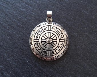 Pagan Calendar Pendant Silver Tone Alloy 39x30x4mm