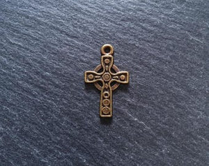 8 or 40 Celtic Cross Charms Antique Bronze Tone 26x16mm