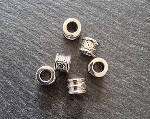 6 or 30 Celtic Knot Beads Antique Silver Tone Triquetra Design Cylinder Charm 11x8mm. Large 6.4mm Hole (seconds)