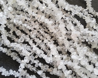 Natural Clear Quartz Crystal Irregular Chip Beads approx. 5mm to 8mm. Full 31 inch Strand