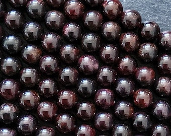 7mm Natural Dark Red Garnet Round Undyed Gemstone Beads Full 15 inch Strand Hole: