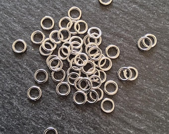 100 or 500 Strong 6mm CLOSED Jump Rings Silver Tone Alloy 1mm (18 Gauge) Hole: 3.8mm