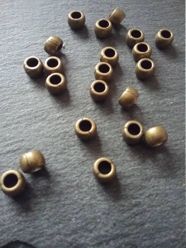 40 or 200 Antique Bronze Tone 6mm Barrel Spacer Beads Smooth Plain 6x4mm - ContentedCatz