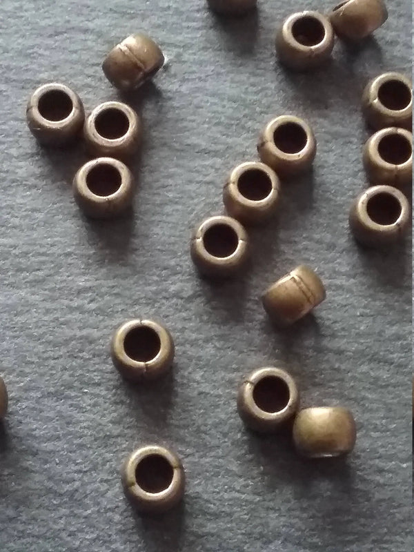 40 or 200 Antique Bronze Tone 6mm Barrel Spacer Beads Smooth Plain 6x4mm - ContentedCatz
