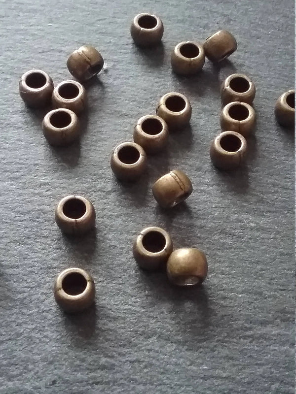 40 or 200 Antique Bronze Tone 6mm Barrel Spacer Beads Smooth Plain 6x4mm - ContentedCatz