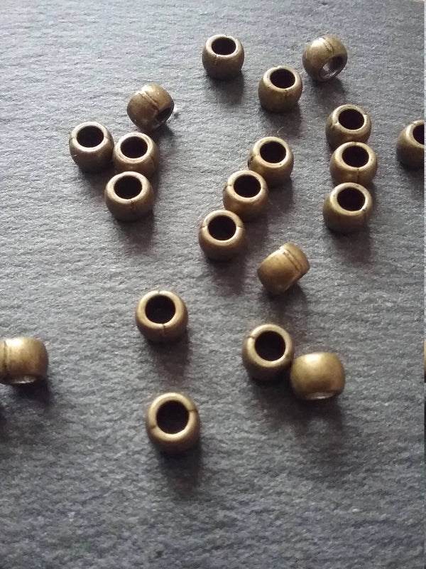 40 or 200 Antique Bronze Tone 6mm Barrel Spacer Beads Smooth Plain 6x4mm - ContentedCatz