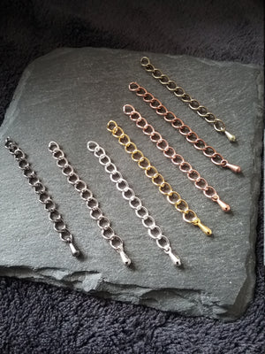 10 Extension Chain with Drop in Silver Plated, Silver Tone, Antique Copper, Antique Bronze, Gunmetal, Gold Plated or Rose Gold 50mm