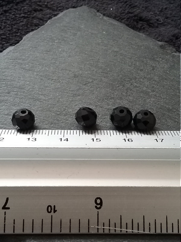 20 or 100 Black Faceted 8mm Glass Beads 8x6mm