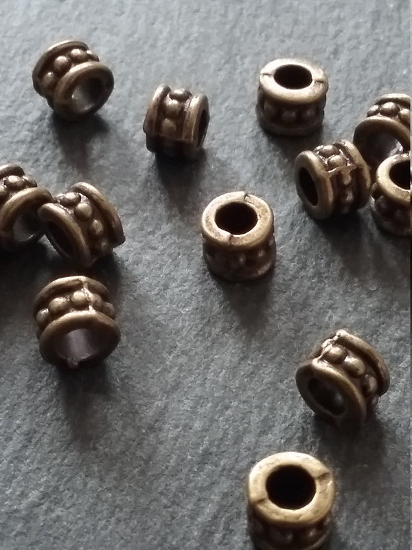 20 or 100 Antique Bronze 6mm Diameter Column Spacer Beads Dots 6x4mm Hole: 2.5mm