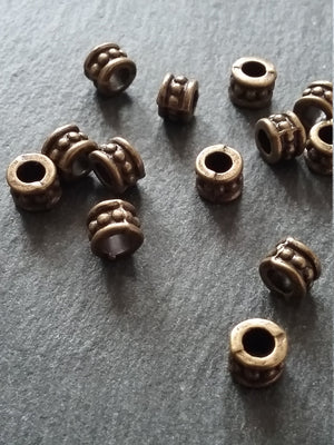 20 or 100 Antique Bronze 6mm Diameter Column Spacer Beads Dots 6x4mm Hole: 2.5mm