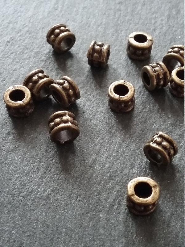 20 or 100 Antique Bronze 6mm Diameter Column Spacer Beads Dots 6x4mm Hole: 2.5mm