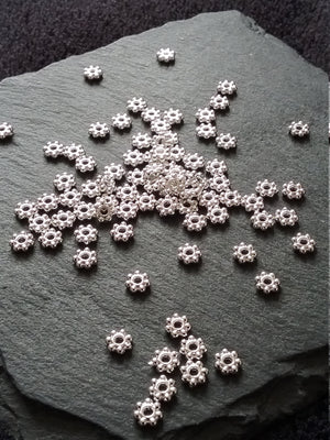 100 or 500 Bright Silver Plated 4mm Daisy Spacer Beads 4x1.5mm