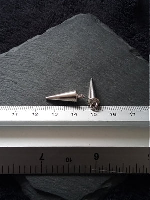 10 or 50 Silver Tone Cone Spike Pendants Charms Solid Smooth 22x7mm