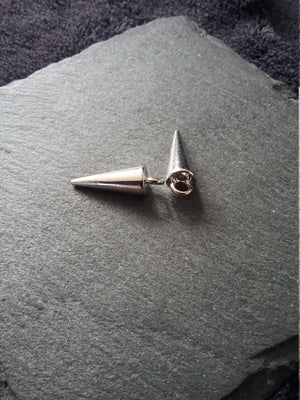 10 or 50 Silver Tone Cone Spike Pendants Charms Solid Smooth 22x7mm