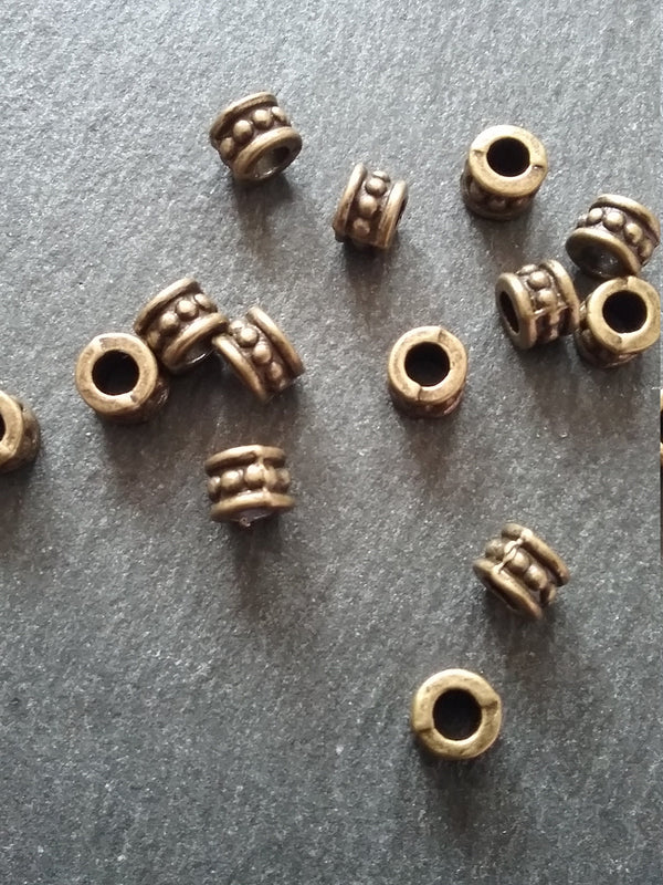 20 or 100 Antique Bronze 6mm Diameter Column Spacer Beads Dots 6x4mm Hole: 2.5mm