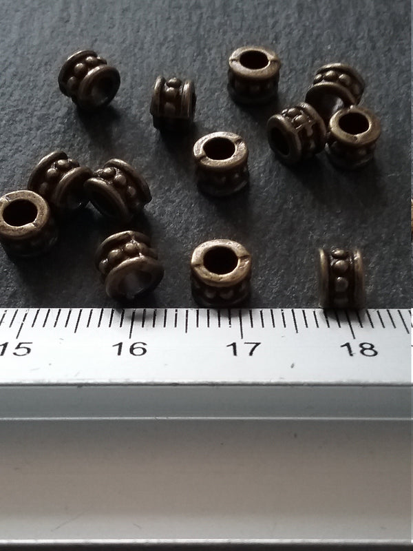 20 or 100 Antique Bronze 6mm Diameter Column Spacer Beads Dots 6x4mm Hole: 2.5mm