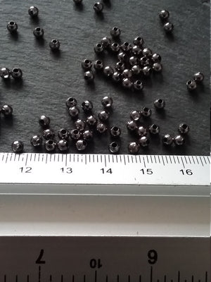 Gunmetal 3mm Ball Spacer Beads Smooth Round Hollow Alloy