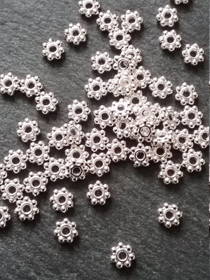 100 or 500 Bright Silver Plated 4mm Daisy Spacer Beads 4x1.5mm