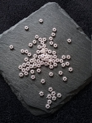 100 or 500 Bright Silver Plated 4mm Daisy Spacer Beads 4x1.5mm