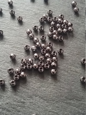 Gunmetal 3mm Ball Spacer Beads Smooth Round Hollow Alloy