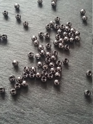 Gunmetal 3mm Ball Spacer Beads Smooth Round Hollow Alloy
