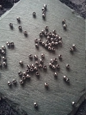 Gunmetal 3mm Ball Spacer Beads Smooth Round Hollow Alloy