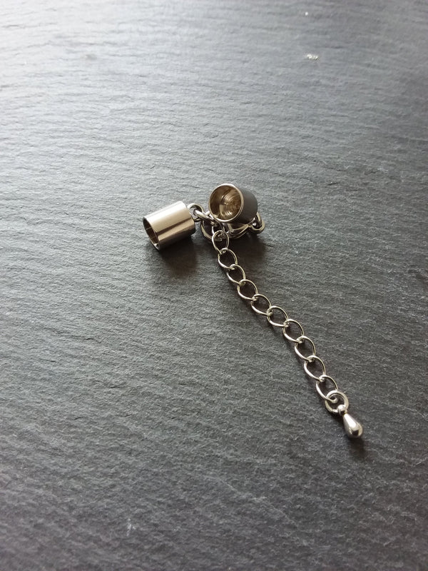 Stainless Steel End Cap Sets for 7.5mm Cord Necklaces or Bracelets (8mm Caps)