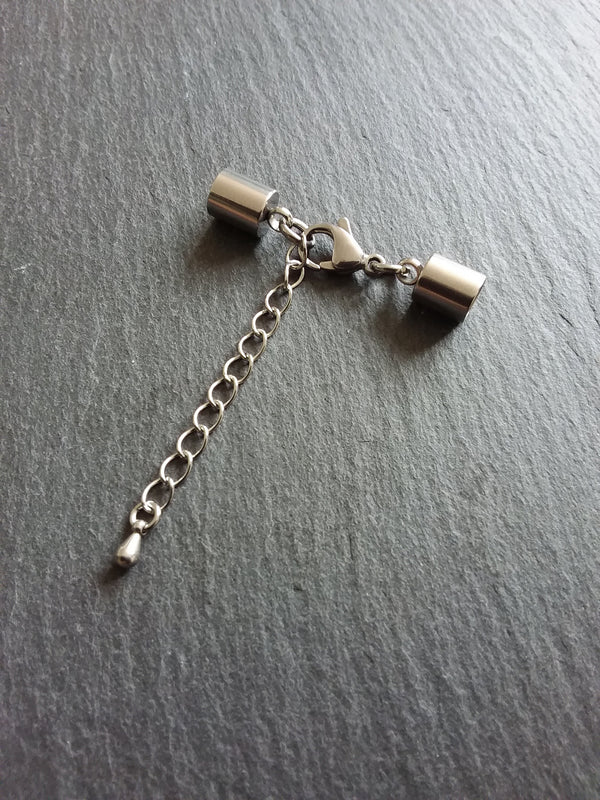 Stainless Steel End Cap Sets for 7.5mm Cord Necklaces or Bracelets (8mm Caps)