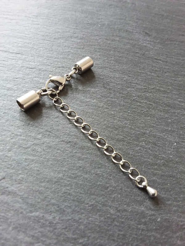 Stainless Steel End Cap Sets for 3.5mm Cord with or without Extender Chain (4mm end caps)
