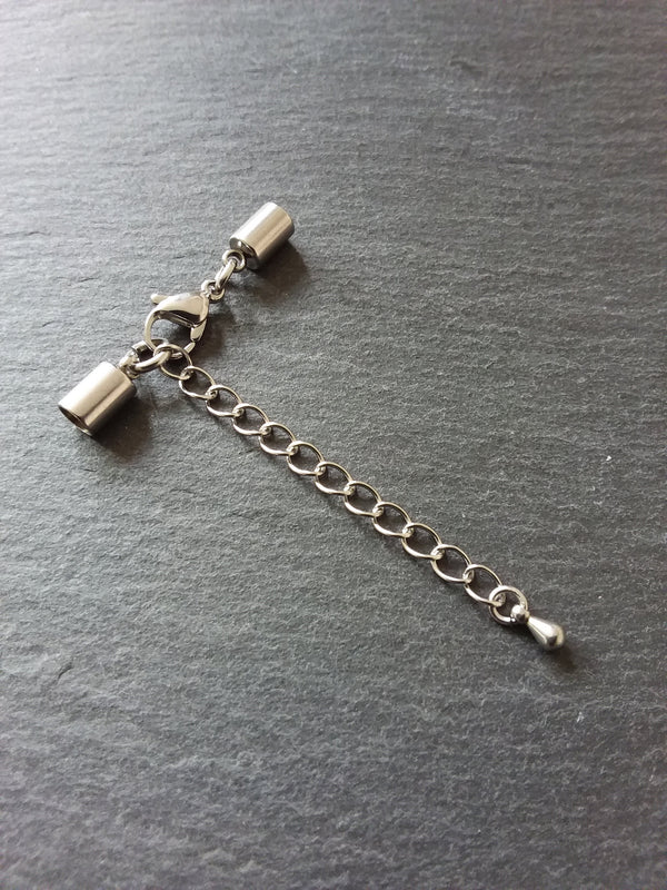 Stainless Steel End Cap Sets for 3.5mm Cord with or without Extender Chain (4mm end caps)