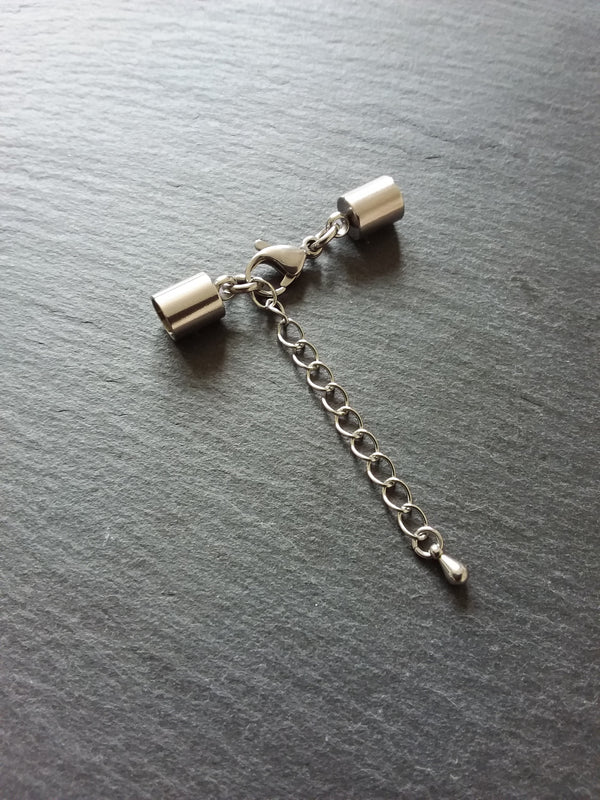 Stainless Steel End Cap Sets for 7.5mm Cord Necklaces or Bracelets (8mm Caps)
