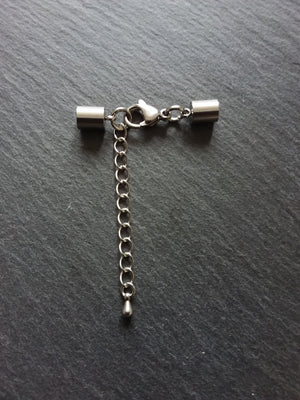 2 or 10 Stainless Steel End Cap Sets for 4.5mm Cord with or without Extender Chain (5mm end caps)