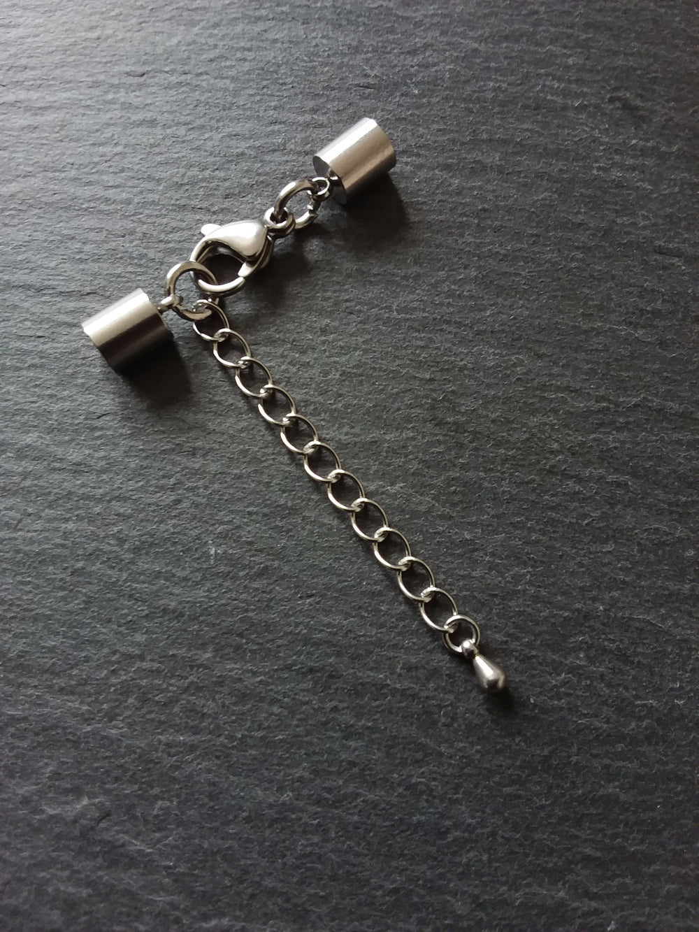2 or 10 Stainless Steel End Cap Sets for 4.5mm Cord with or without Extender Chain (5mm end caps)