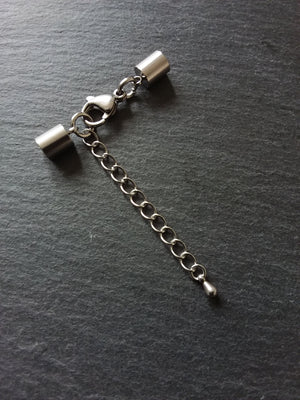 2 or 10 Stainless Steel End Cap Sets for 4.5mm Cord with or without Extender Chain (5mm end caps)