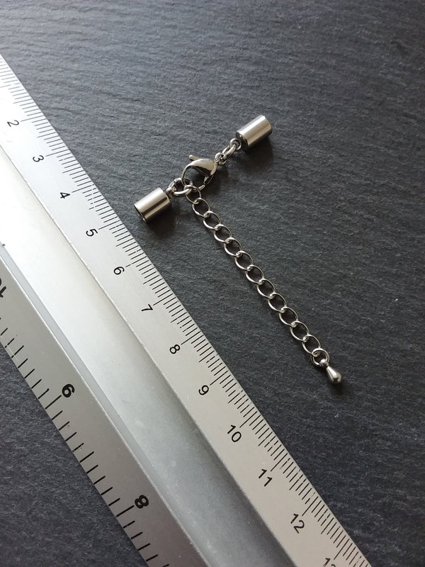 Stainless Steel End Cap Sets for 3.5mm Cord with or without Extender Chain (4mm end caps)