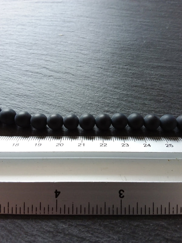 8mm Frosted Natural Black Agate Undyed Gemstone Round Beads Full 15.7 inch Strand