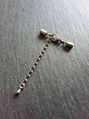 4 or 20 Stainless Steel End Cap Sets for 2.5mm to 3mm Cord with or without Extender Chain (3.2mm end caps)