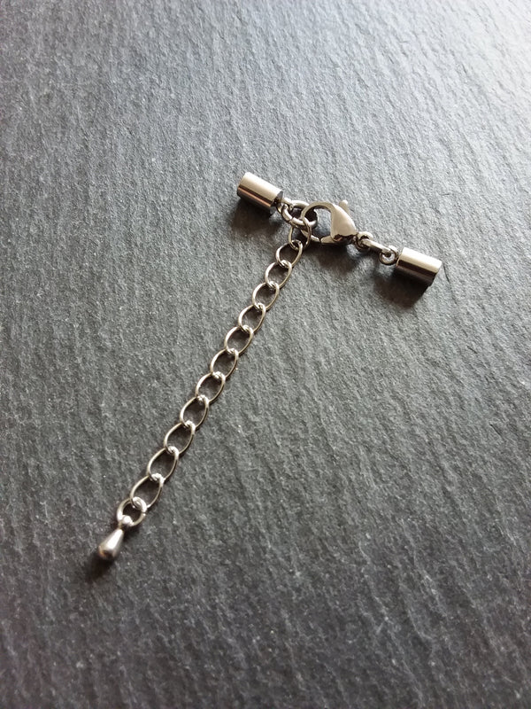 4 or 20 Stainless Steel End Cap Sets for 2.5mm to 3mm Cord with or without Extender Chain (3.2mm end caps)
