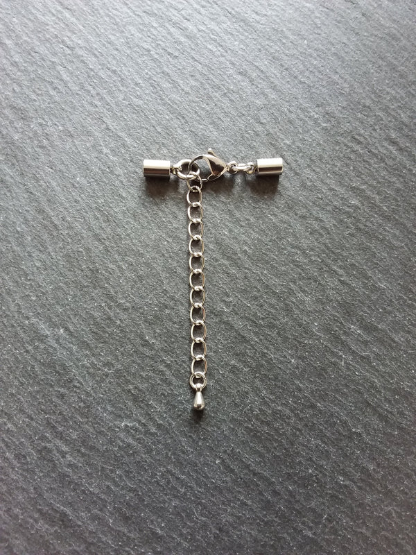 4 or 20 Stainless Steel End Cap Sets for 2.5mm to 3mm Cord with or without Extender Chain (3.2mm end caps)