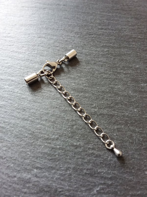 4 or 20 Stainless Steel End Cap Sets for 2.5mm to 3mm Cord with or without Extender Chain (3.2mm end caps)