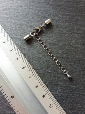 4 or 20 Stainless Steel End Cap Sets for 2.5mm to 3mm Cord with or without Extender Chain (3.2mm end caps)