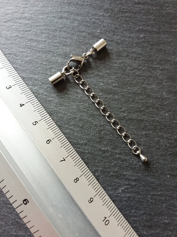 4 or 20 Stainless Steel End Cap Sets for 2.5mm to 3mm Cord with or without Extender Chain (3.2mm end caps)