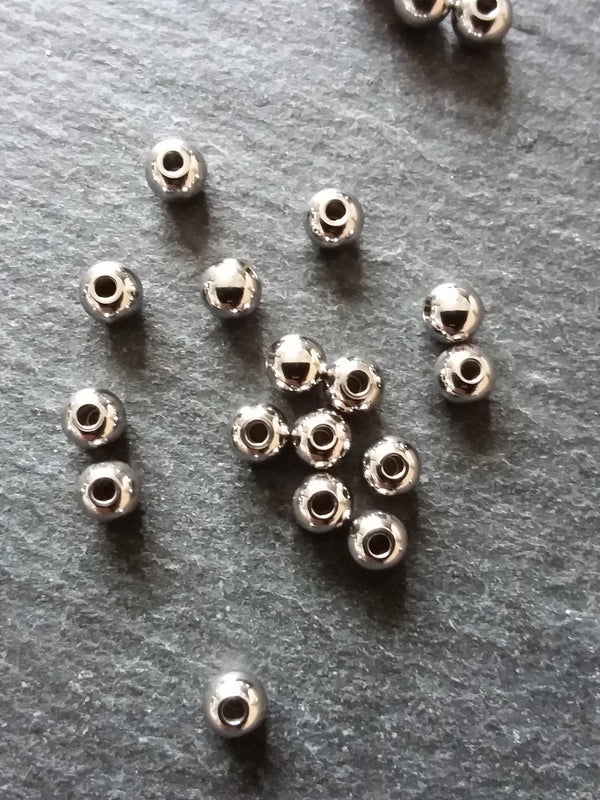 10 or 50 Stainless Steel 5mm Smooth Solid Round Spacer Beads 5x4.1mm Hole: 2mm - ContentedCatz