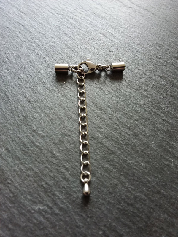 4 or 20 Stainless Steel End Cap Sets for 2.5mm to 3mm Cord with or without Extender Chain (3.2mm end caps)