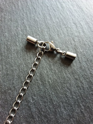 4 or 20 Stainless Steel End Cap Sets for 2.5mm to 3mm Cord with or without Extender Chain (3.2mm end caps)