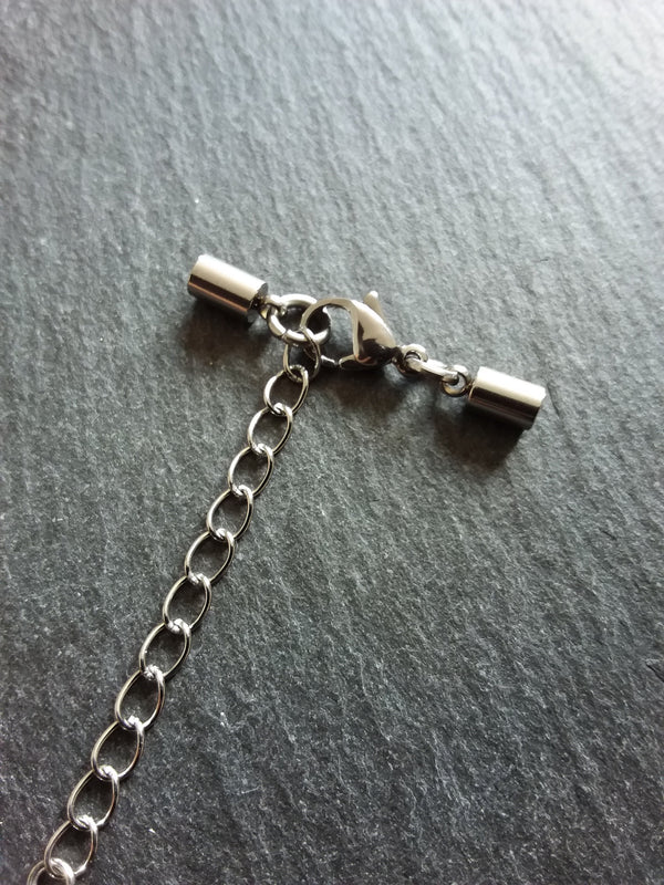 4 or 20 Stainless Steel End Cap Sets for 2.5mm to 3mm Cord with or without Extender Chain (3.2mm end caps)