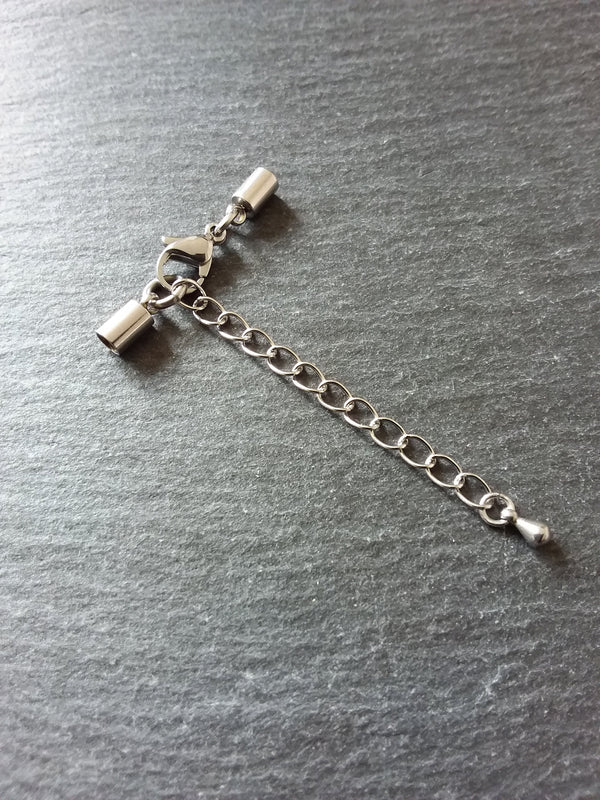 4 or 20 Stainless Steel End Cap Sets for 2.5mm to 3mm Cord with or without Extender Chain (3.2mm end caps)