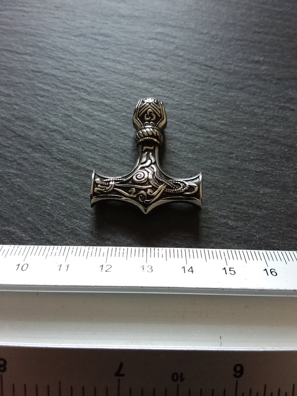 1 or 5 Solid Stainless Steel Thors Hammer Mjölnir Pendant 37x30x9mm