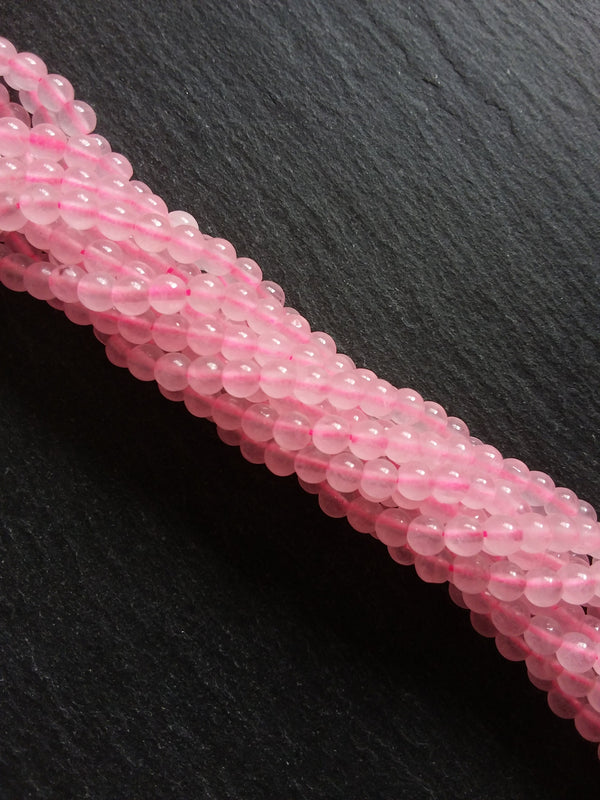 4.3mm Natural Rose Quartz Beads Undyed Round Polished Full 15.5 inch Strand
